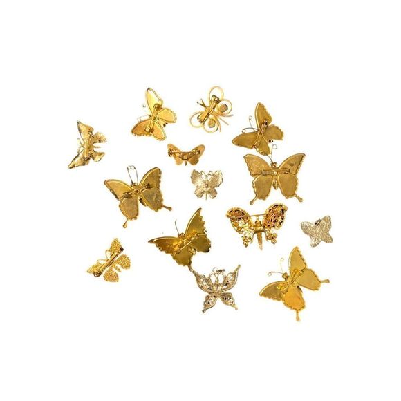 Butterfly Brooch Pin Jewelry Puzzle Wood Box Storage 14 Pieces Accessories - Picture 9 of 9